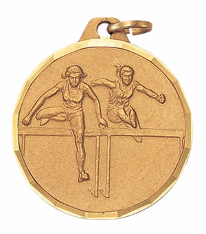 1-1/4 Inch Die-Struck Womens Hurdles Medal in Gold, Silver, or Bronze