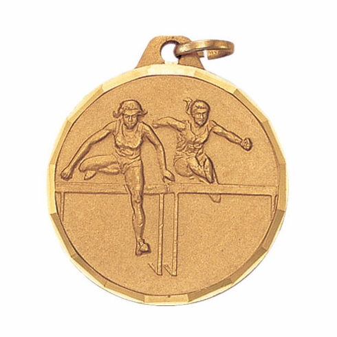 1-1/4 Inch Die-Struck Womens Hurdles Medal in Gold, Silver, or Bronze