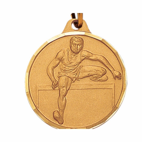 1-1/4 Inch Die-Struck Mens Hurdles Medal in Gold, Silver, or Bronze
