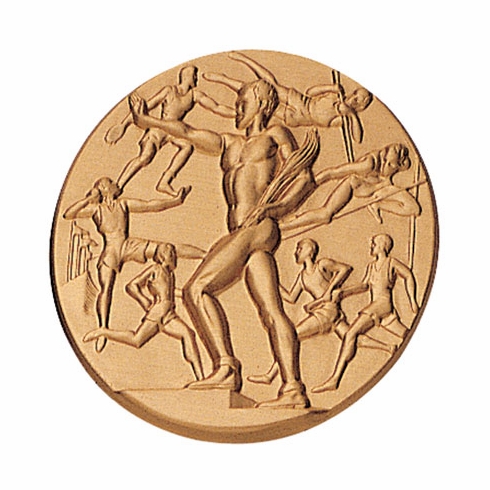 2-Inch in Diameter Round Metal Mens Track and Field Themed Stamped Insert in Multiple Colors