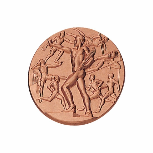 2-Inch in Diameter Round Metal Mens Track and Field Themed Stamped Insert in Multiple Colors