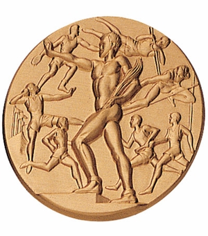 2-Inch in Diameter Round Metal Mens Track and Field Themed Stamped Insert in Multiple Colors