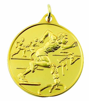 1-1/2 Inch Mens Track Sports Medal in Gold, Silver, or Bronze with Customizable Back