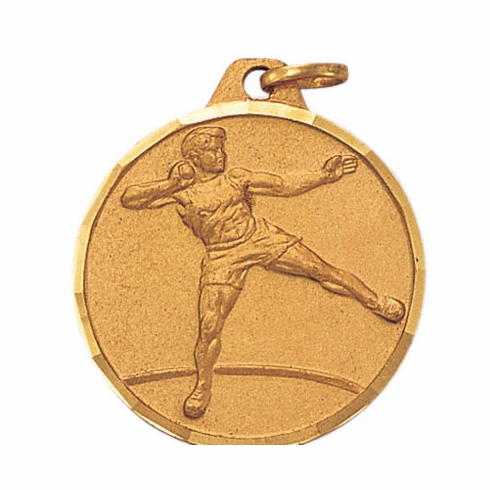 1-1/4 Inch Die-Struck Male Shot Put Medal in Gold, Silver, or Bronze