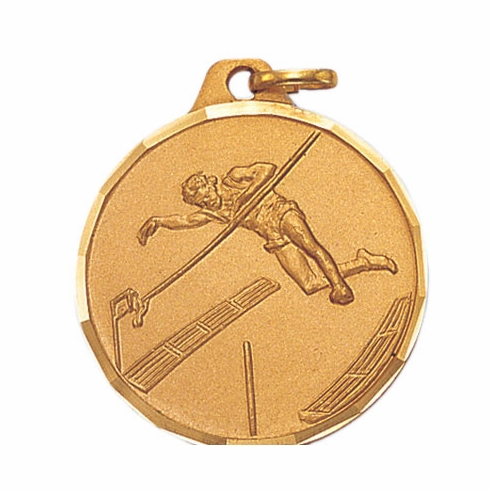 1-1/4 Inch Die-Struck Pole Vault Medal in Gold, Silver, or Bronze