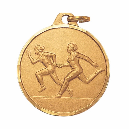 1-1/4 Inch Die-Struck Womens Relay Medal in Gold, Silver, or Bronze