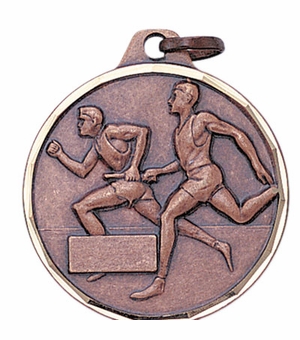 1-1/4 Inch Die-Struck Mens Relay Medal in Gold, Silver, or Bronze