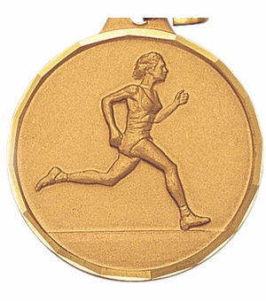 1-1/4 Inch Die-Struck Womens Track Medal in Gold, Silver, or Bronze