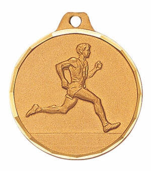 1-1/4 Inch Die-Struck Mens Track Medal in Gold, Silver, or Bronze