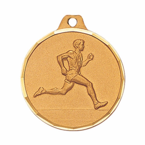 1-1/4 Inch Die-Struck Mens Track Medal in Gold, Silver, or Bronze