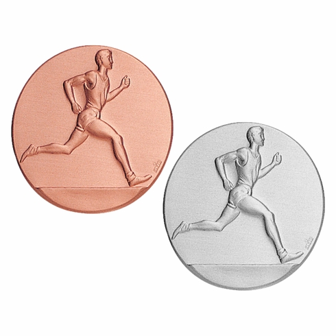 2-Inch in Diameter Round Metal Mens Track Themed Stamped Insert in Multiple Colors