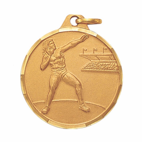 1-1/4 Inch Die-Struck Female Shot Put Medal in Gold, Silver, or Bronze