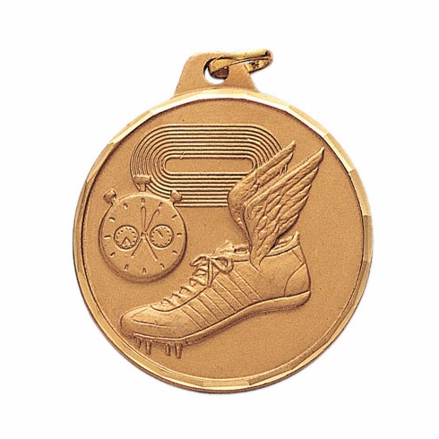 1-1/2 Inch Die-Struck Track Themed Medal in Gold, Silver, or Bronze