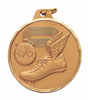 1-1/2 Inch Die-Struck Track Themed Medal in Gold, Silver, or Bronze