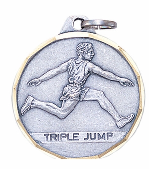 1-1/4 Inch Die-Struck Triple Jump Medal in Gold, Silver, or Bronze
