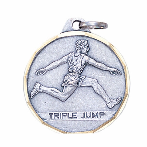 1-1/4 Inch Die-Struck Triple Jump Medal in Gold, Silver, or Bronze