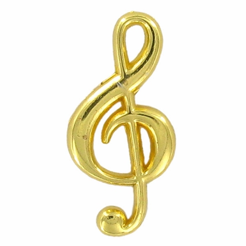 TREBLE CLEF PIN POLISHED GOLD