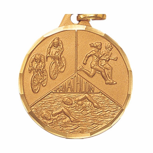 1-1/4 Inch Die-Struck Triathlon Medal in Gold, Silver, or Bronze