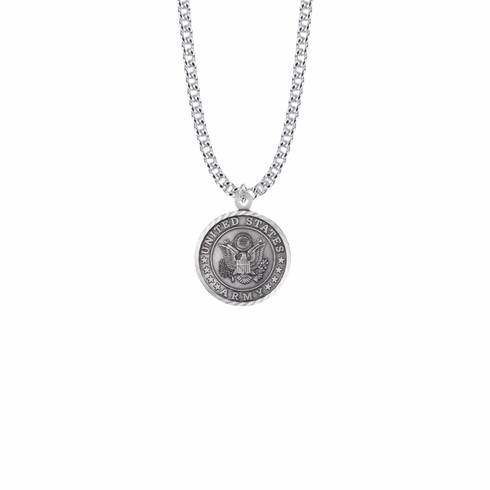 U.S. ARMY SYMBOL STERLING SILVER MILITARY MEDAL, 3/4 INCH, CROSS BACK