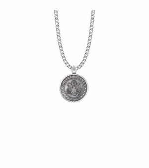 U.S. ARMY SYMBOL STERLING SILVER MILITARY MEDAL, 3/4 INCH, CROSS BACK