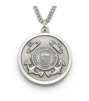U.S. COAST GUARD STERLING SILVER MILITARY MEDAL, 1 INCH