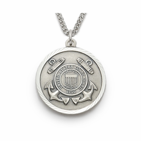 U.S. COAST GUARD STERLING SILVER MILITARY MEDAL, 1 INCH