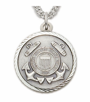 U.S. COAST GUARD STERLING SILVER MILITARY MEDAL,1 INCH, CROSS BACK