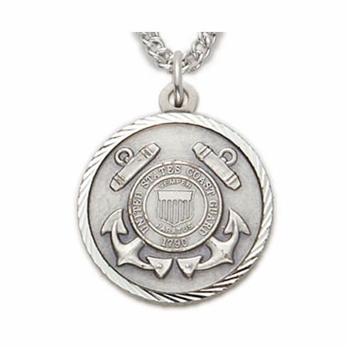 U.S. COAST GUARD STERLING SILVER MILITARY MEDAL,1 INCH, CROSS BACK