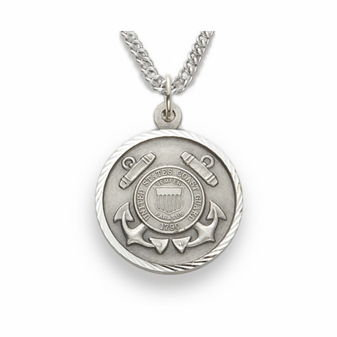 U.S. COAST GUARD STERLING SILVER MILITARY MEDAL, 3/4 INCH