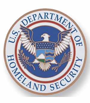 2-Inch in Diameter Round Etched-Enameled Metal U.S. Department of Homeland Security Medallion Insert in Gold with Peel-and-Stick Back
