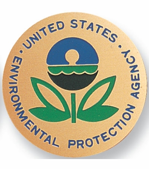 2-Inch in Diameter Round Etched-Enameled Metal U.S. Environmental Protection Agency Medallion Insert in Gold with Peel-and-Stick Back