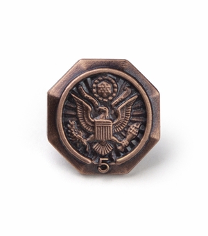 5/8 Inch in Diameter U.S. Federal Years of Service Pin in Bronze - 5 Years