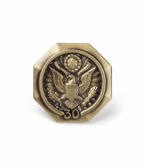 5/8 Inch in Diameter U.S. Federal Years of Service Pin in Gold - 30 Years