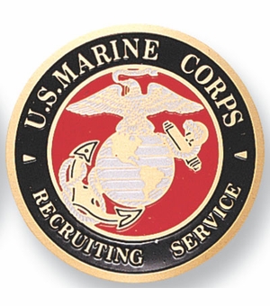 2-Inch in Diameter Round Etched-Enameled Metal United States Marine Corps Medallion Insert in Gold with Peel-and-Stick Back