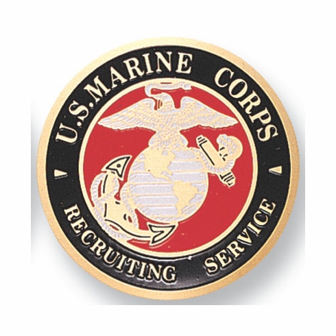 2-Inch in Diameter Round Etched-Enameled Metal United States Marine Corps Medallion Insert in Gold with Peel-and-Stick Back