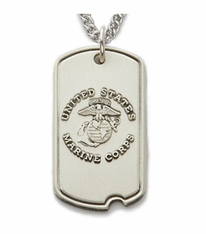 U.S. MARINE CORPS STERLING SILVER DOG TAG PLAIN BACK FOR ENGRAVING