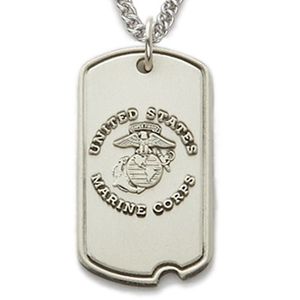 U.S. MARINE CORPS STERLING SILVER DOG TAG PLAIN BACK FOR ENGRAVING