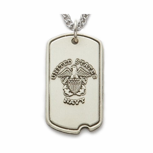 U.S. NAVY STERLING SILVER DOG TAG PLAIN BACK FOR ENGRAVING