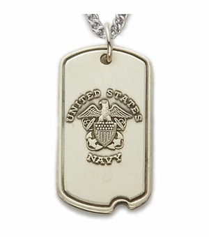 U.S. NAVY STERLING SILVER DOG TAG WITH CROSS ON BACK