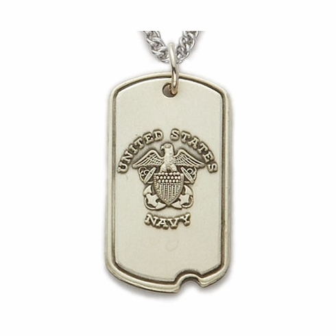 U.S. NAVY STERLING SILVER DOG TAG WITH CROSS ON BACK