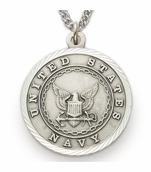 U.S. NAVY STERLING SILVER MILITARY MEDAL,1 INCH, CROSS BACK