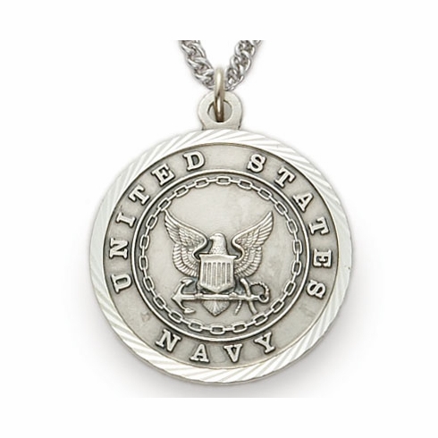 U.S. NAVY STERLING SILVER MILITARY MEDAL,1 INCH, CROSS BACK