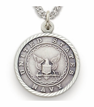 U.S. NAVY STERLING SILVER MILITARY MEDAL, 3/4 INCH, CROSS BACK