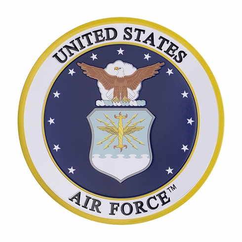 4-Inch in Diameter Embossed United States Air Force Round Metal Medallion Peel-and-Stick Insert