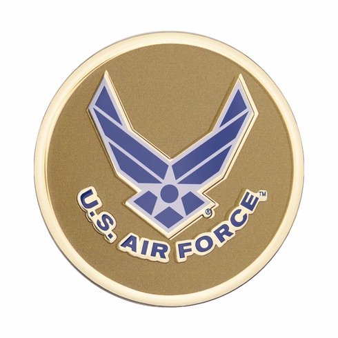 2 Inch in Diameter Round Metal Litho-Print US Air Force Medallion Insert in Gold