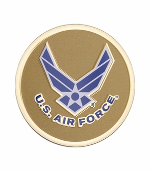 2 Inch in Diameter Round Metal Litho-Print US Air Force Medallion Insert in Gold