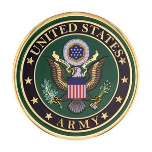 4 INCH UNITED STATES ARMY FULL COLOR SHIELD EMBLEM EMBOSSED LITHO MEDALLION