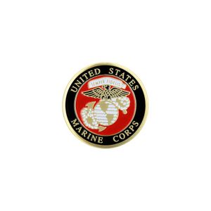 7/8-Inch in Diameter Round Metal United States Marine Corps Medallion Insert with Enameled Finish