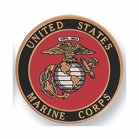 4-Inch in Diameter Embossed United States Marine Corps Round Metal Medallion Peel-and-Stick Insert