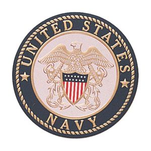 4-Inch in Diameter Embossed United States Navy Round Metal Medallion Peel-and-Stick Insert